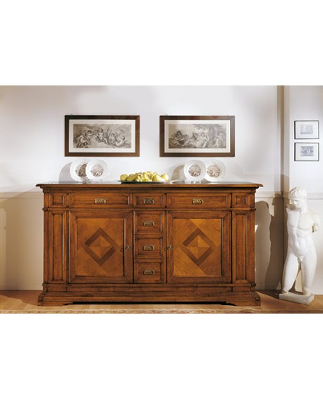 PLACARD STYLE BASSANO INCRUSTE bois massif L 210 P 52 H 112