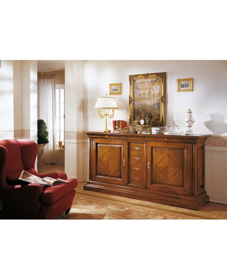 PLACARD STYLE BASSANO INCRUSTE bois massif L 227 P 55 H 110