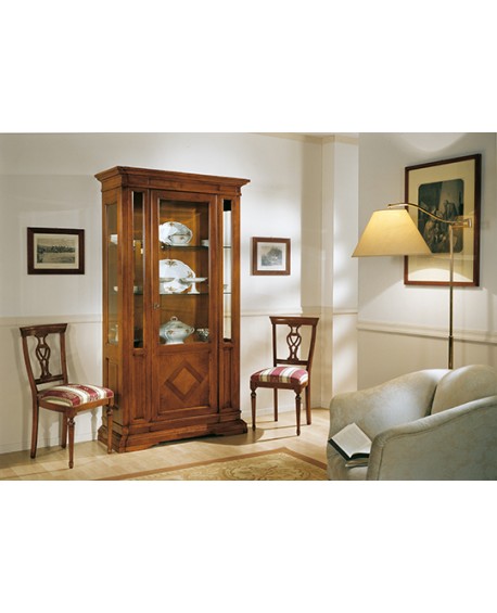 SHOWCASE Mur verre STYLE BASSANO bois massif L 118 P 48 H 213