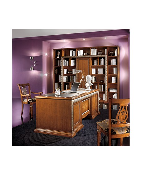 DESK Intagliata SILVER LEAF BOIS MESSELLO L 185 P 90 H 80