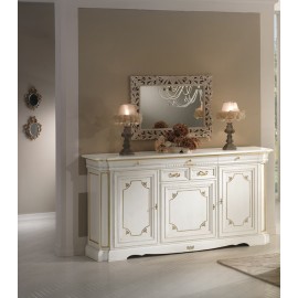 CREDENZA SOLID WOOD LACCATO BIANCOE GOLD L 220 P 55 H 115