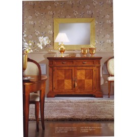 CREDENZA IN LEGNO MASSELLO CON INTARSIO E SEGRETO L 141 P 48 H 100