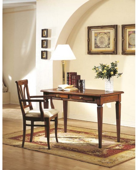 TAVOLO SCRIVANIA SCRITTOIO LEGNO MASSELLO con intarsio 120x60xh80