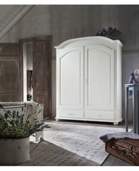 SCHRANK 2 DOORS WEISS ANTICATO Massivholz - L. 181 - S. 61 - 224 H.