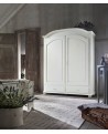 ARMADIO 2 ANTE BATTENTI LEGNO MASSELLO BIANCO ANTICATO - L. 181 - P. 61 - H. 224