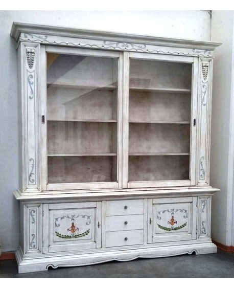 LIBRERIA IN LEGNO MASSELLO DIPINTA A MANO - DECORATA