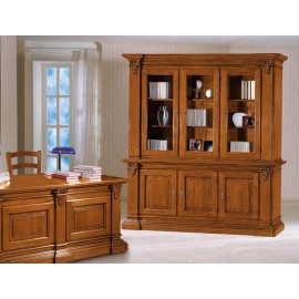 CREDENZA LIBBRERIA IN LEGNO MASSELLO CON INTARSIO