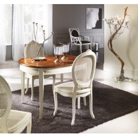 TAVOLO OVALE INTARSIATO BICOLORE LEGNO MASSELLO L 115 P 95 aperto L 203 P 95