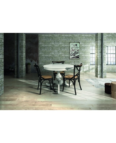 TAVOLO LEGNO ROTONDO COLORE BIANCO OPACO ALLUNGABILE VARIE DIMENSIONI