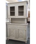 MOBILE CREDENZA CON ALZATA VETRINA  LEGNO MASSELLO ARTIGIANALE DECORATO