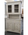 MOBILE CREDENZA CON ALZATA VETRINA  LEGNO MASSELLO ARTIGIANALE DECORATO
