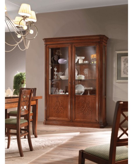 CREDENZA CON RILIEVO IN LEGNO MASSELLO VARI COLORI L 196 - P 50 H 110