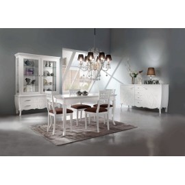 CREDENZA CON RILIEVO IN LEGNO MASSELLO VARI COLORI L 196 - P 50 H 110