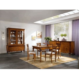 CREDENZA CON RILIEVO IN LEGNO MASSELLO VARI COLORI L 196 - P 50 H 110