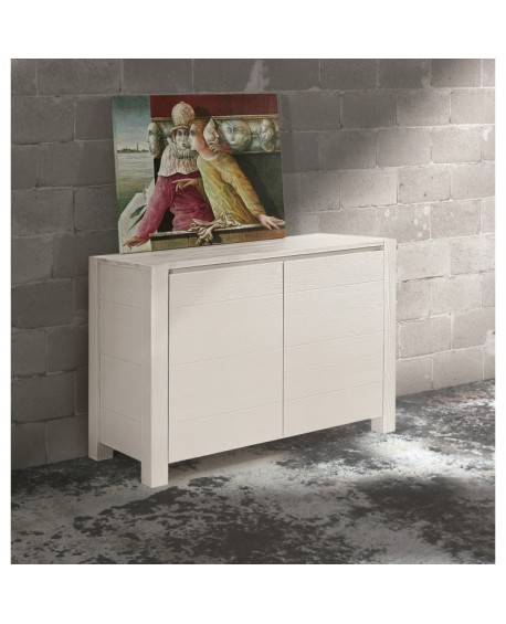 CREDENZA ABETE BIANCO SPAZZOLATO CM. 125x50