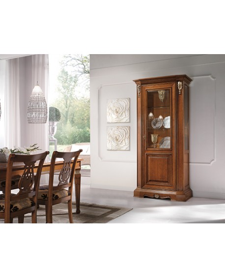 CREDENZA IN LEGNO MASSELLO COLORE NOCE E ORO L 185 P 58 H 117