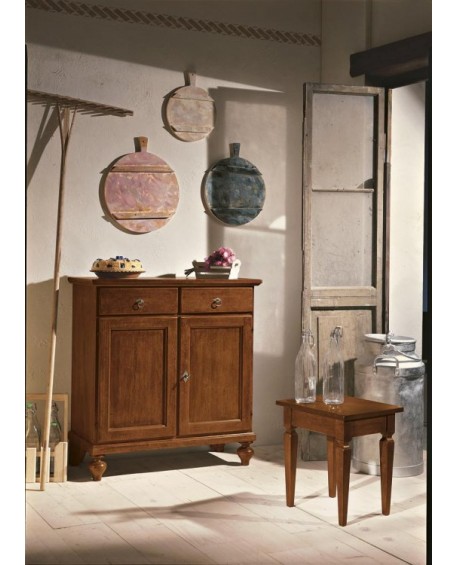 Credenzina in legno massello 2 p. 2 c. L. 90 P. 40 H. 94