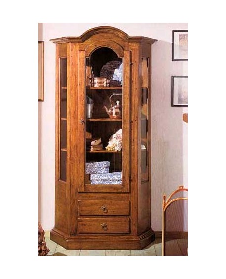 vetrina in legno massello scantonata L 95 P 36 H 185