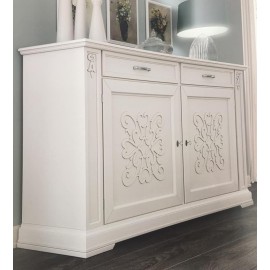 CREDENZA IN LEGNO MASSELLO CON RILIEVO L 184 P 50 H 106