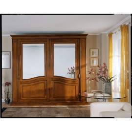 ARMADIO CAMERA ANTE SCORREVOLI CON SPECCHIO LEGNO MASSELLOARTIGIANALE