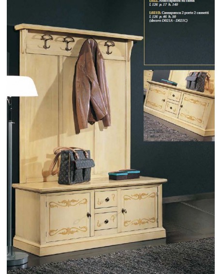 ATTACCAPANNI E CASSAPANCA IN LEGNO DECORATI A MANO VARI COLORI