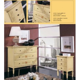 COMO + 2 COMODINI IN LEGNO DECORATI A MANO - VARI COLORI