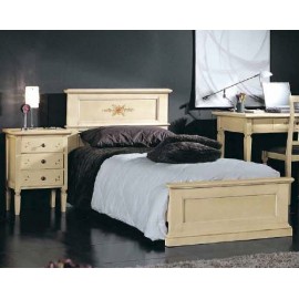 LETTO SINGOLO + 1 COMODINO LEGNO DECORATO A MANO - VARI COLORI