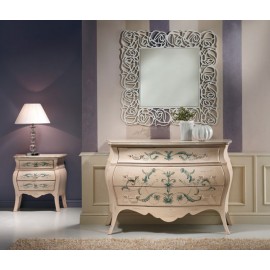 COMO E 2 COMODINI BOMBATI IN LEGNO DECORATI A MANO - VARI COLORI