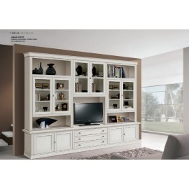 PARETE LIBRERIA PORTA TV IN LEGNO MASSELLO VARI COLORI