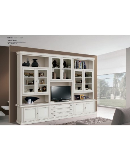 PARETE LIBRERIA PORTA TV IN LEGNO MASSELLO VARI COLORI