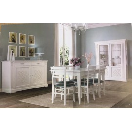 SALA COMPLETA IN LEGNO MASSELLO CON RILIEVO VARI COLORI