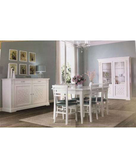 SALA COMPLETA IN LEGNO MASSELLO CON RILIEVO VARI COLORI