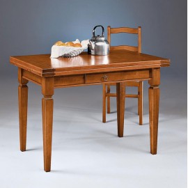 TAVOLO IN LEGNO MASSELLO CON CASSETTO ALLUNGABILE - L 120 P 70 ALL 120X140