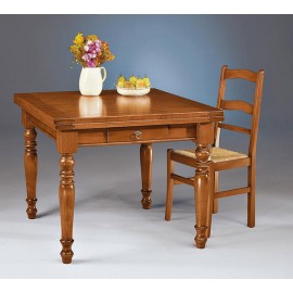 TAVOLO LEGNO MASSELLO ALLUNGABILE 100X100 - 200X100 APERTO VARI COLORI