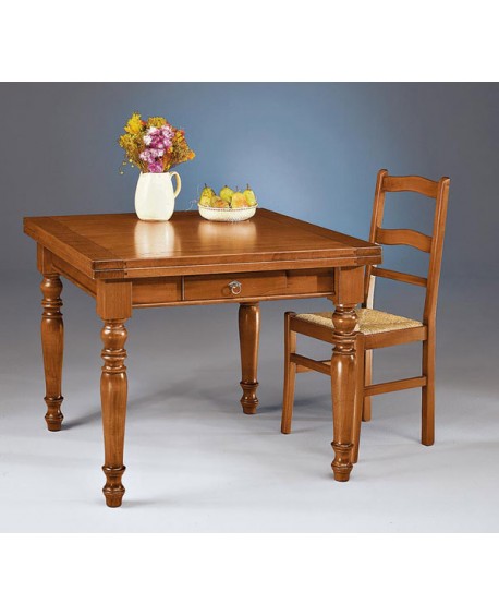 TAVOLO LEGNO MASSELLO ALLUNGABILE 100X100 - 200X100 APERTO VARI COLORI