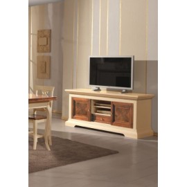 PORTA TV IN LEGNO MASSELLO BICOLORE CON INTARSIO