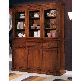 CRISTALLIERA IN LEGNO MASSELLO COLORE NOCE