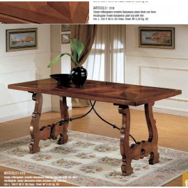 TAVOLO FISSO 180X90 LEGNO MASSELLO CON INTARSIO E SENZA INTARSIO