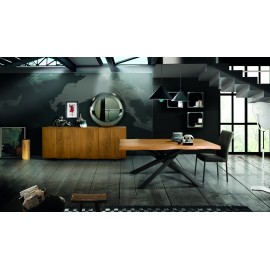 Tavolo rovere nodato finitura grano 250x100 sp. 6 fisso