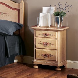 COMODINO IN LEGNO MASSELLO DECORATO A MANO - VARI COLORI