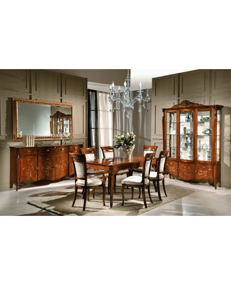 credenza in legno massello con intarsio stile barocco L 197 p 50 h 100