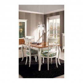 tavolo legno massello con intarsio allungabile bicolore - vari colori