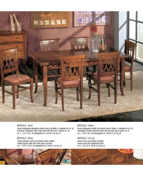 TAVOLO 170X90 H 80 ALL 250 ALLUN. INTARSIATO LEGNO MASSELLO