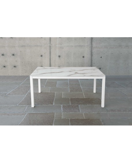 Tavolo vetro extra chiaro serigrafato pietra   160x90 2 all. cm.50