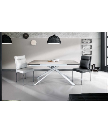 Tavolo ceramica finitura marmo bianco   160x90 2 all. cm.40