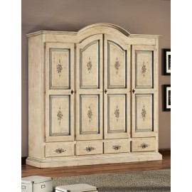 Armadio a 4 porte e 4 cassetti LEGNO MASSELLO DECORATO A MANO VARI COLORI