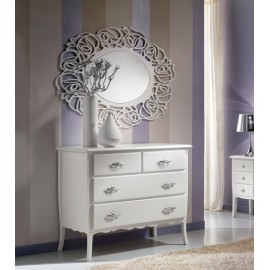 Küchenschrank Nachtstuhl 4 DRAWERS GLOSS WEISS HOLZ L 112 P 53 H 91