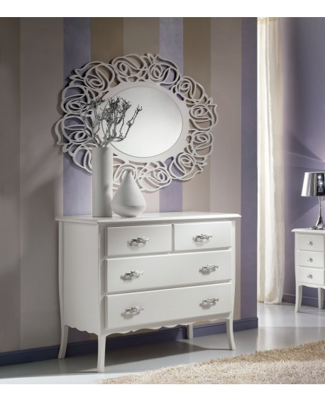 Küchenschrank Nachtstuhl 4 DRAWERS GLOSS WEISS HOLZ L 112 P 53 H 91