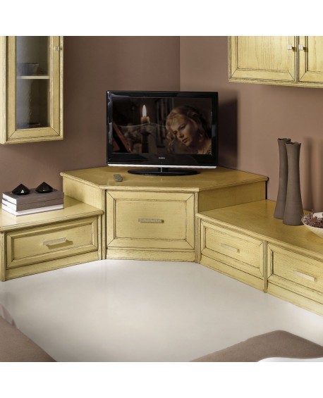 PORTA TV AD ANGOLO LEGNO MASSELLO 104X104 P115 H 48