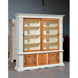 BIBLIOTECA 2 puertas correderas ACABADO DE MADERA dos tonos COMO FOTO - codluis 1014